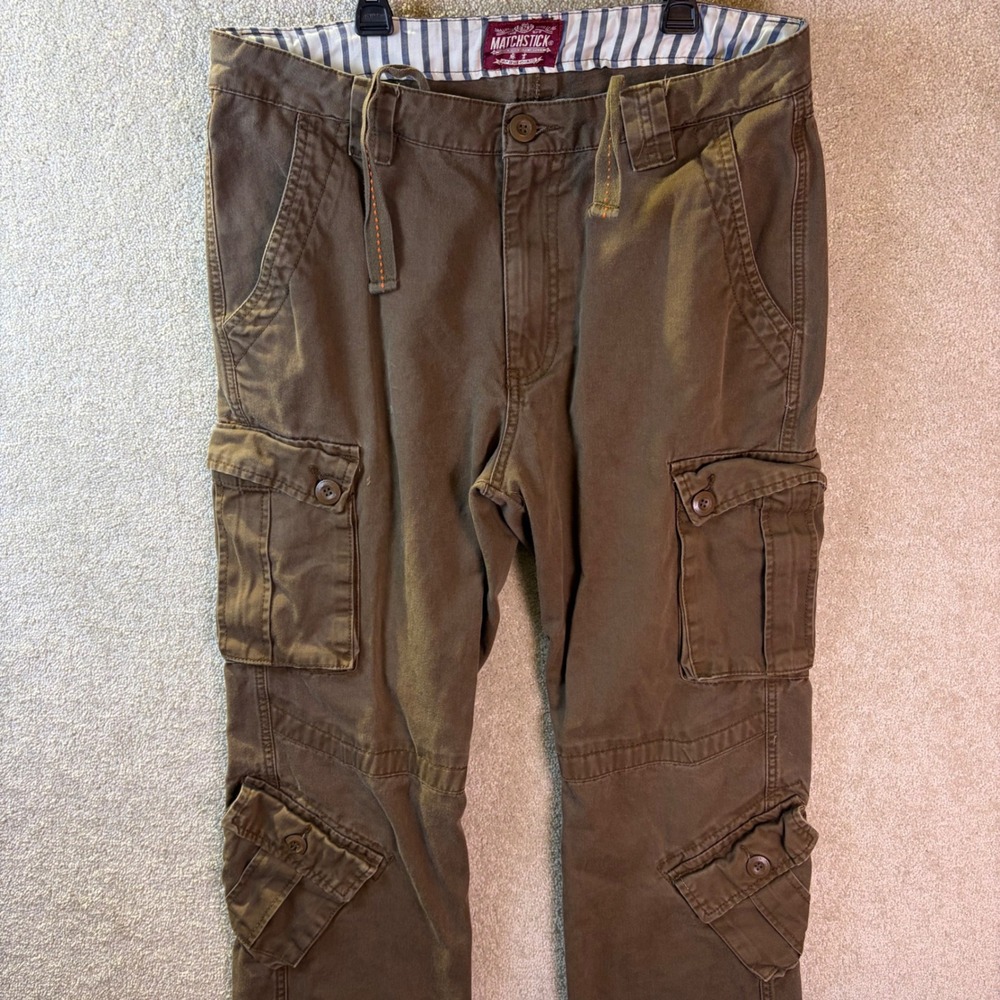 Matchstick Cargo Pants Men XL (35x31) Brown‎ Tactical Utility Canvas Match SEE